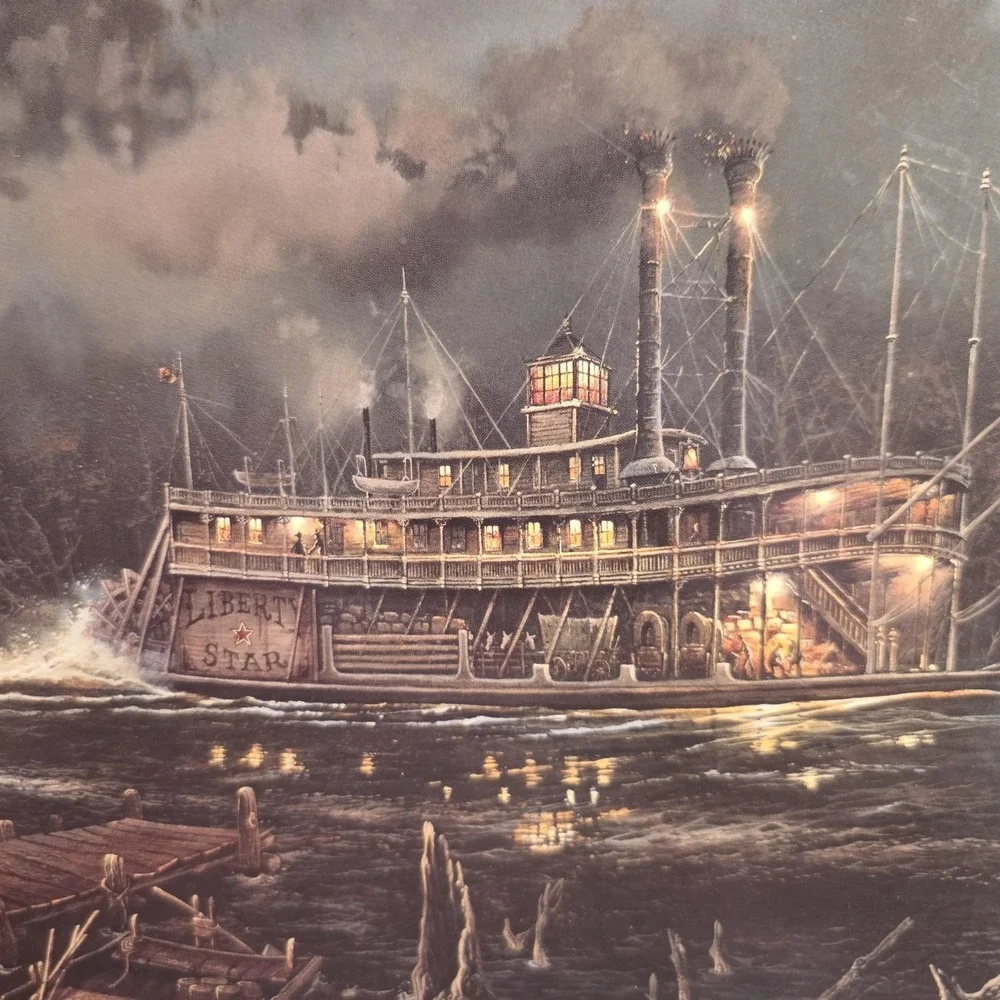 Vintage RoseArt Masterworks Paddlewheel & Poker 1000 Pc Puzzle USA Multi Color